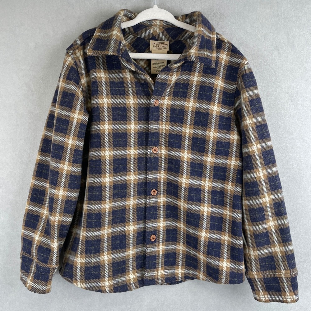 Telluride Clothing Company Boy S 5/6 Navy Blue Tan Plaid Button Front Shirt Gorp